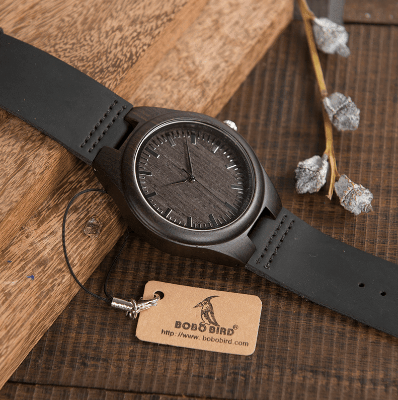 Black Leather Quartz Men's Wrist Watch