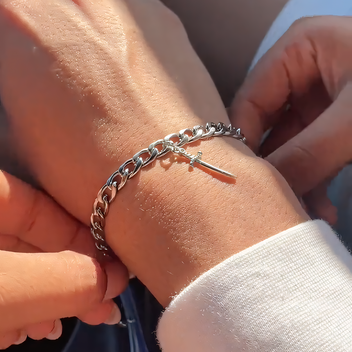 Couple's Silver Matching Ring and Bangle Set