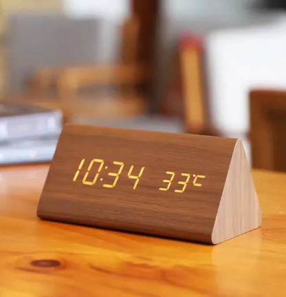 Slim LED Wood Wall Clock Contemporary Style
