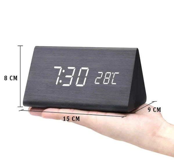 Slim LED Wood Wall Clock Contemporary Style