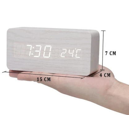 Slim LED Wood Wall Clock Contemporary Style