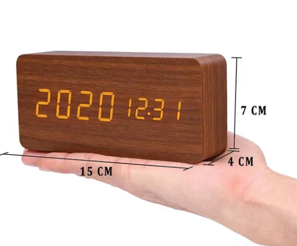 Slim LED Wood Wall Clock Contemporary Style