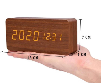 Slim LED Wood Wall Clock Contemporary Style
