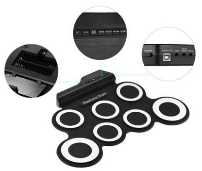 Compact Roll Up Drum Kit with Silicone Pads