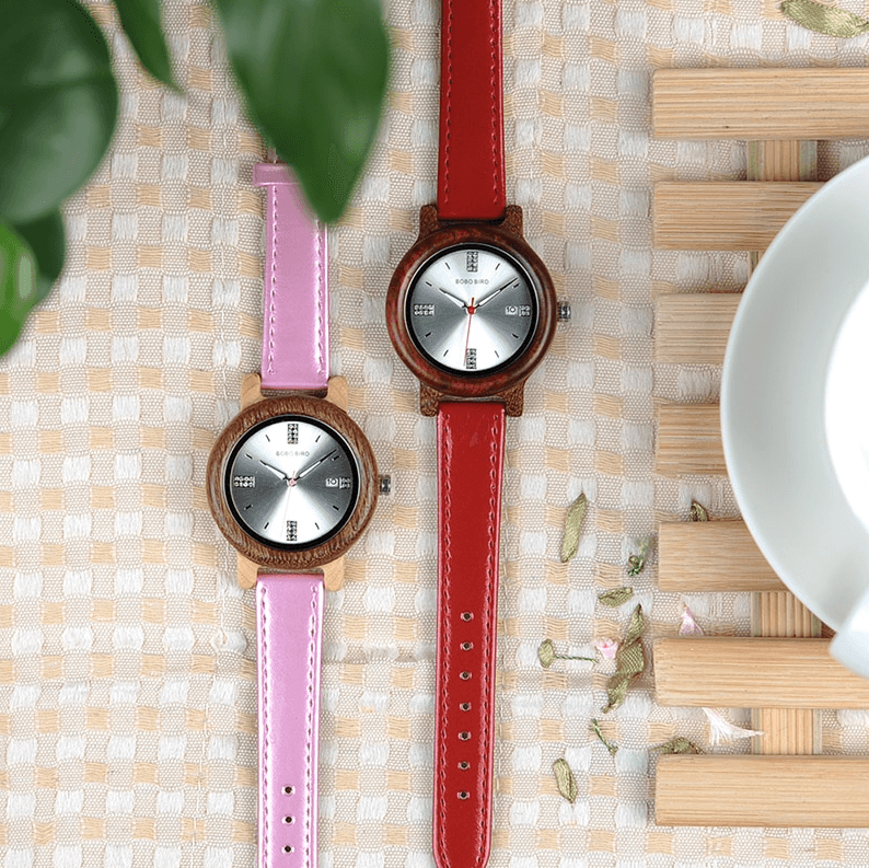 Stylish Wooden Ladies Watch with Date