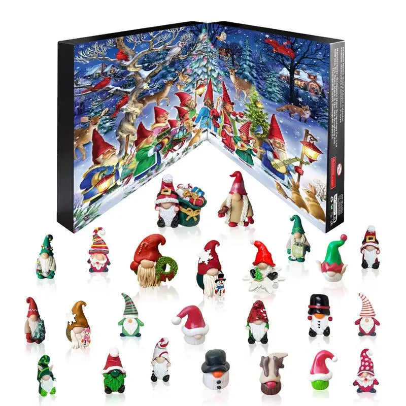 Holiday Advent Calendar Set with Gnome Figurines - Luxicro
