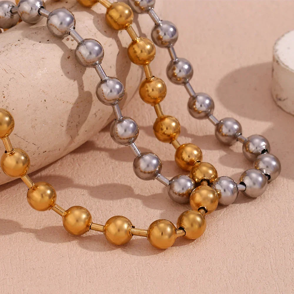 Elegant Gold Chunky Bead Necklace