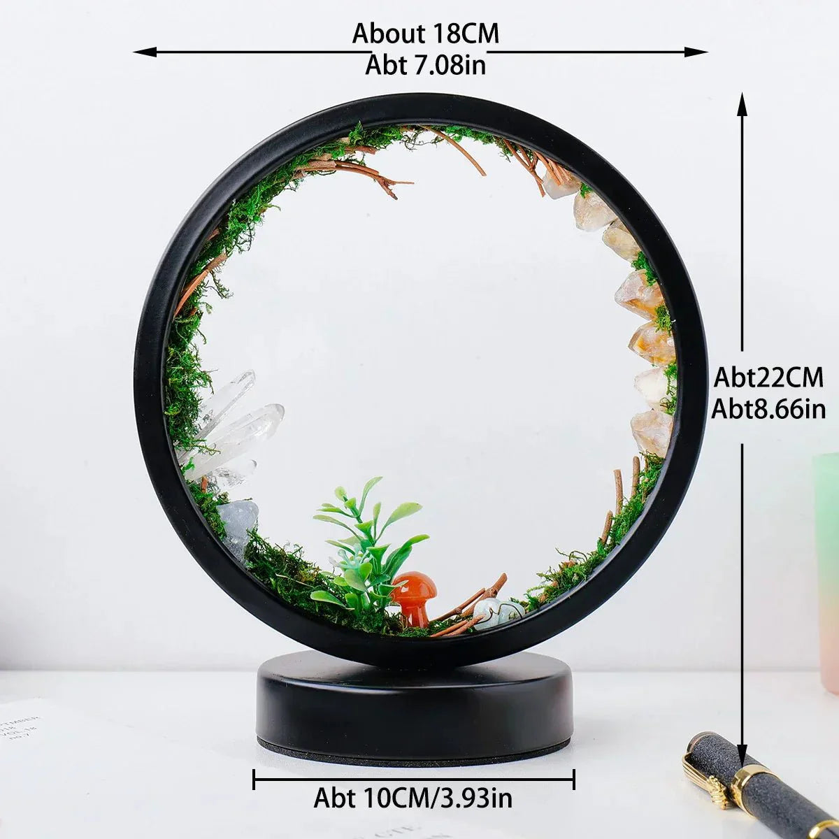 Beautiful Glass Table Lamp with Green Crystals