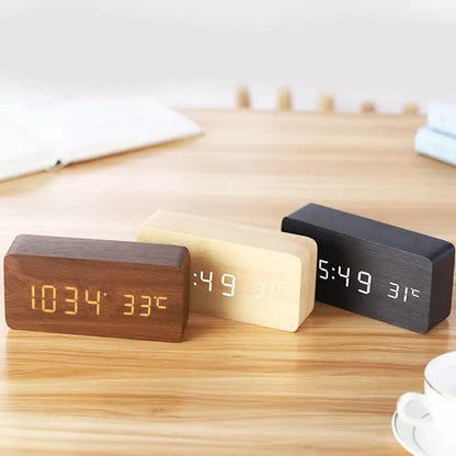 Contemporary Wood LED Alarm Clock