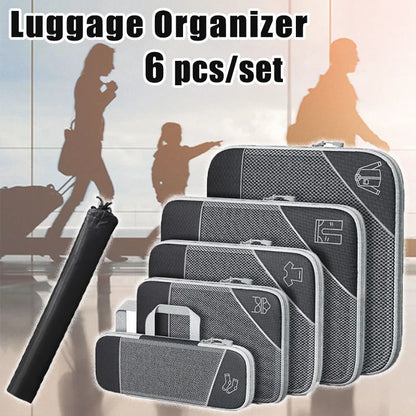 Compact Travel Packing Cube Set 6 Piece Waterproof Bags
