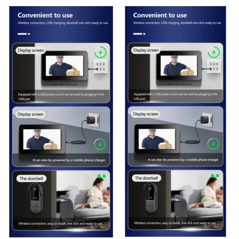 Wireless Smart Doorbell with Intercom and Night Vision