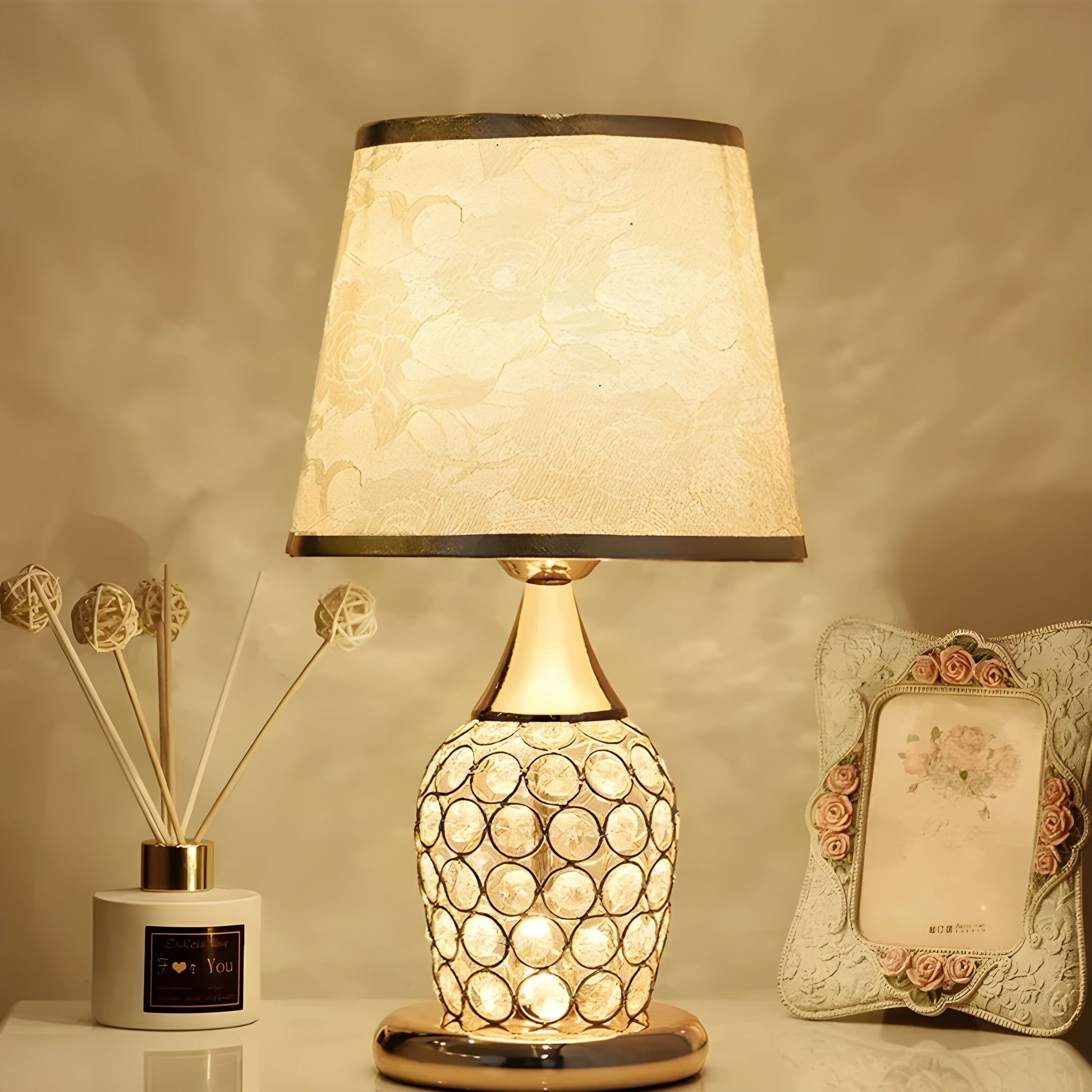 Stylish Crystal Glass Table Lamp with LED Touch Light - Luxicro