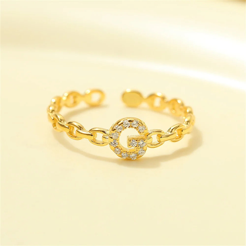 Elegant Initial Diamond Letter Ring