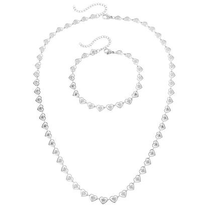 Lovely Heart Link Necklace Set
