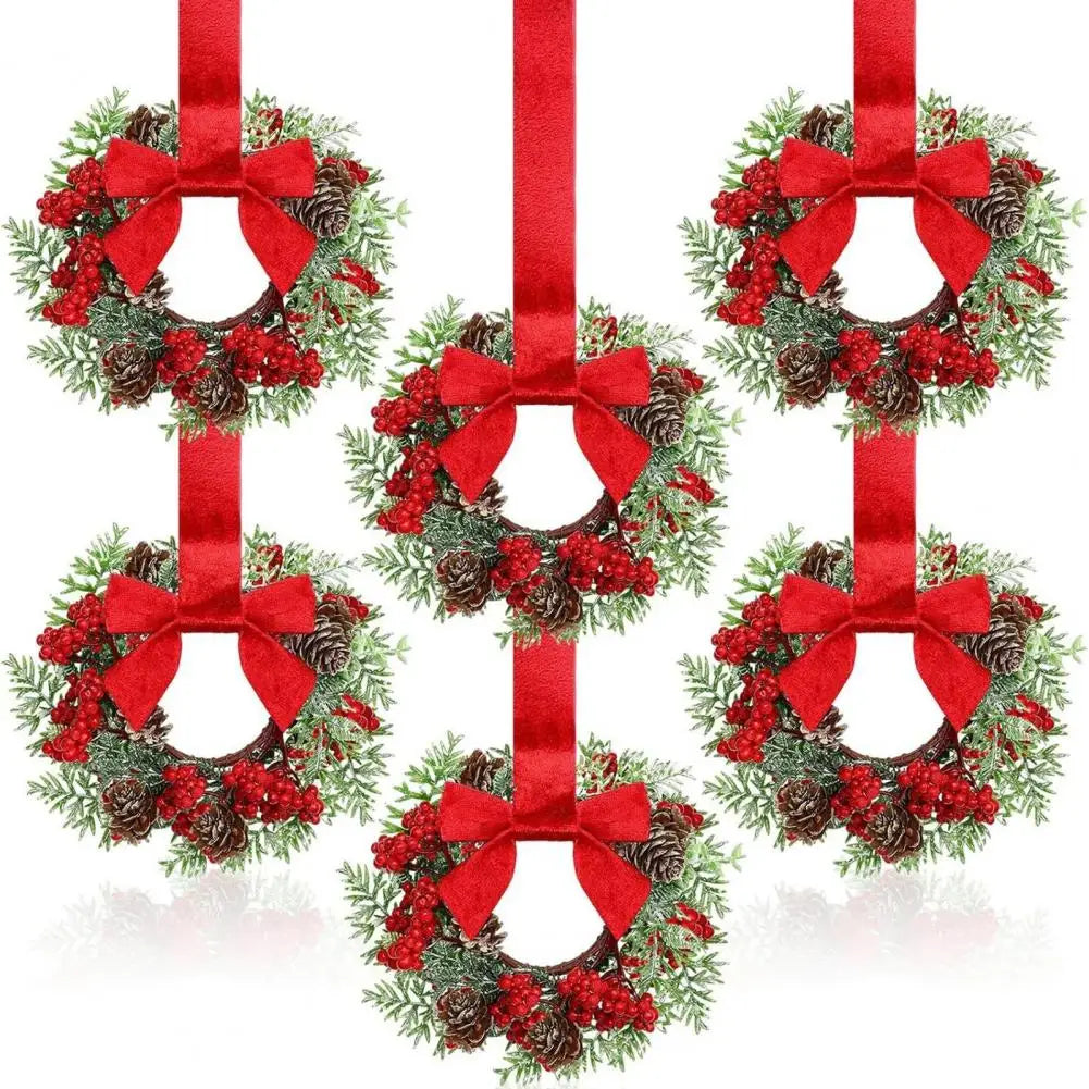Small Christmas Wreath Set of 6 Artificial Holiday Decor