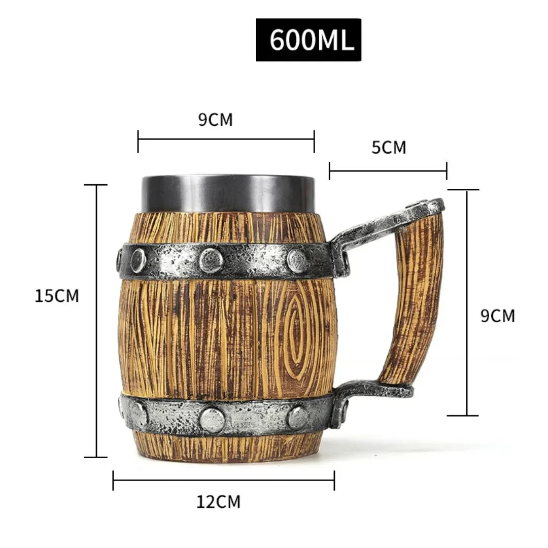 Traditional Viking Style Wood Coffee Mug