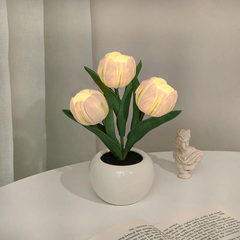 Warm LED Floral Table Lamp Soft Home Lighting