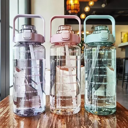 Big 68oz Gym Water Bottle with Straw and Tracker