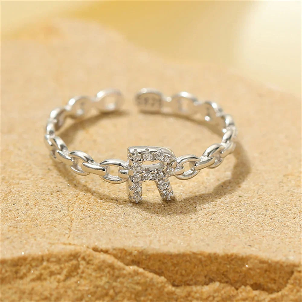 Elegant Initial Diamond Letter Ring