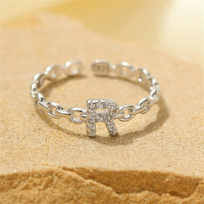 Dainty Diamond Monogram Letter Ring
