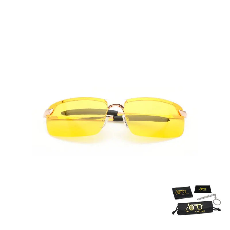 Anti Glare Night Vision Sunglasses Lightweight Metal Frame UV Protection