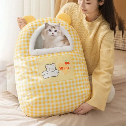 Cozy Plush Kitty Bed Hut