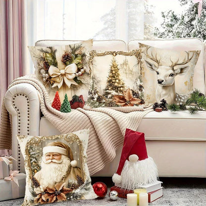 Cosy Christmas Cushion Covers Set of 4 Red Velvet