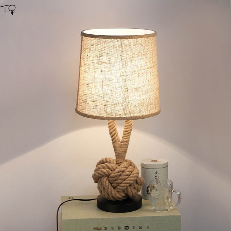 Rustic Coastal Rope Desk Lamp - Luxicro