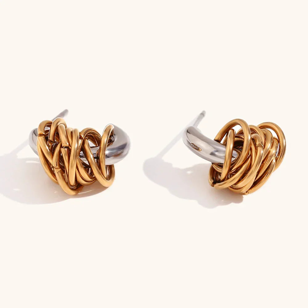Classic Dual Tone Drop Earrings