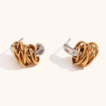 Classic Dual Tone Drop Earrings