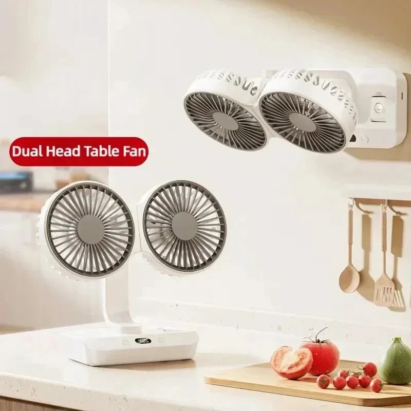 Compact Battery Powered Desk Fan with LCD Screen