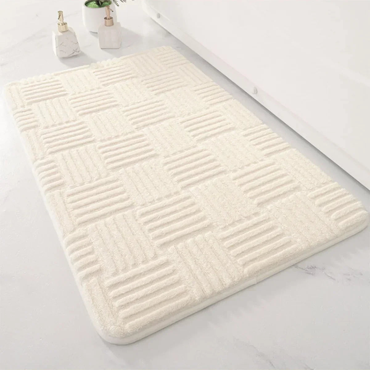Gentle Blue Striped Anti Slip Bath Mat