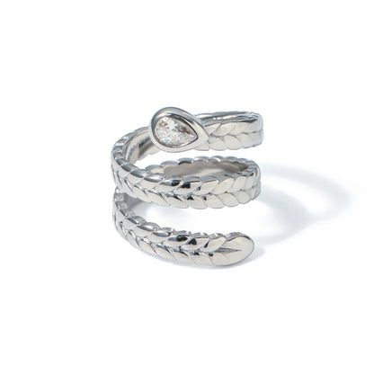 Sparkling Triple Leaf Crystal Ring