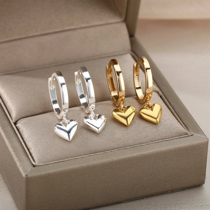 Dainty Love Heart Huggy Hoop Earrings
