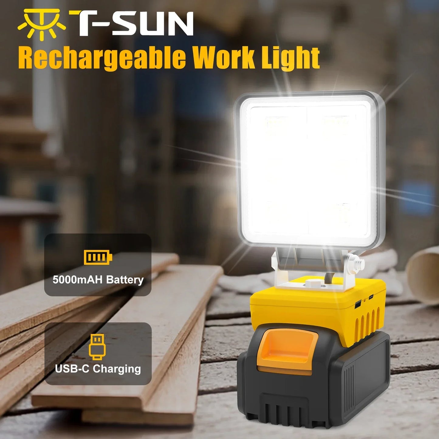 Bright 48 LED Rechargeable Work Spotlight