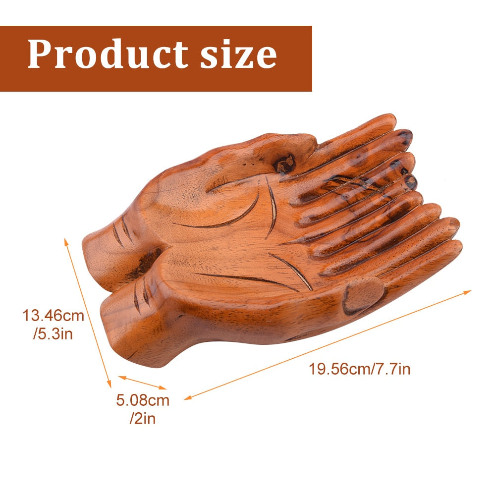 Unique Wood Prayer Hand Candy Bowl Home Decor