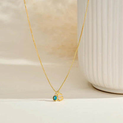 Personalized Gemstone Initial Pendant Necklace