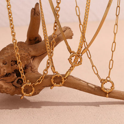 Elegant Gold Bar Link Chain Necklace