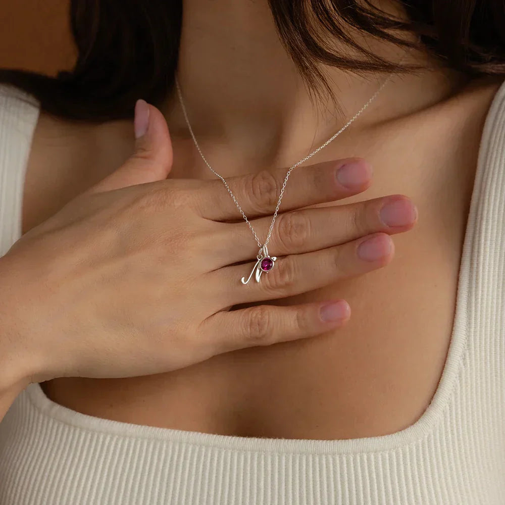 Personalized Heart Birthstone Initial Pendant Necklace