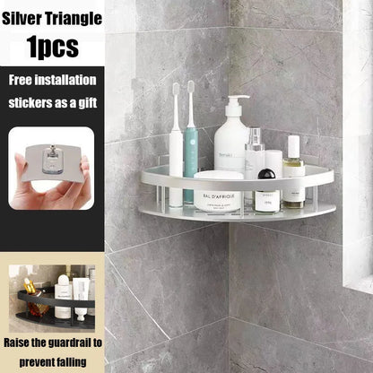 Simple Corner Shower Shelf in Silver Finish - Luxicro