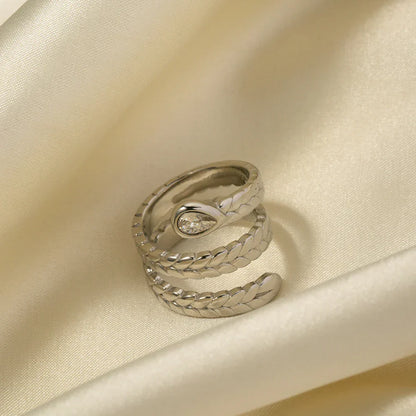 Sparkling Triple Leaf Crystal Ring