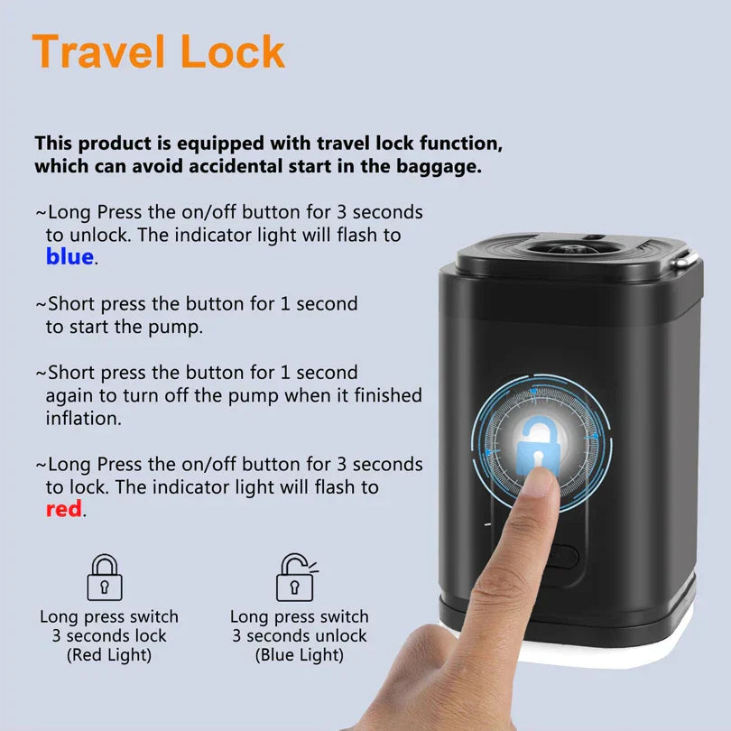 Compact Travel Air Pump with Multiple Adapters