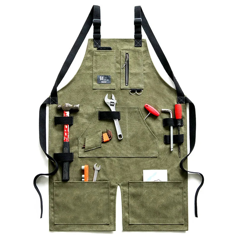 Heavy Duty Adjustable Crossback Work Apron with Pockets - Luxicro