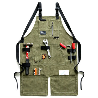 Heavy Duty Adjustable Crossback Work Apron with Pockets - Luxicro