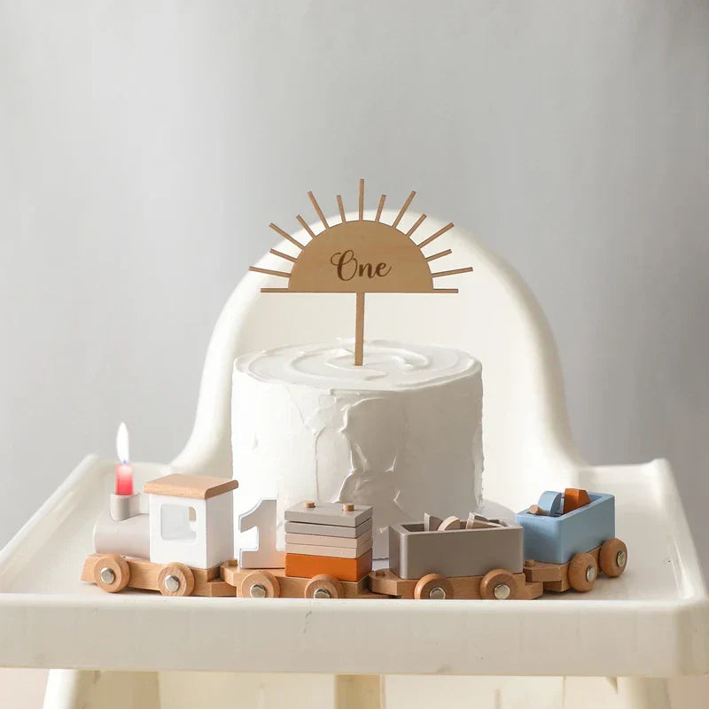 Fun Kids Wooden Birthday Train Decoration