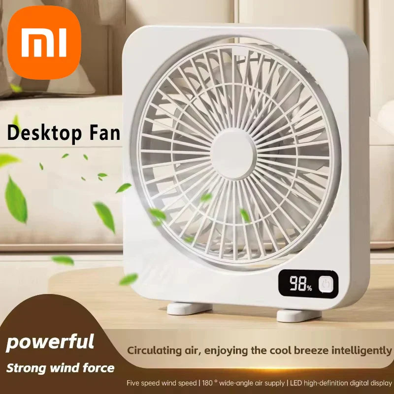 Compact USB Desk Fan with 5-Speed Digital Control