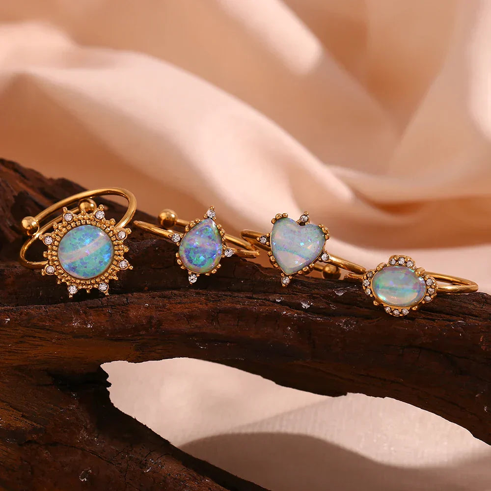 Shiny Gemstone Adjustable Fashion Rings