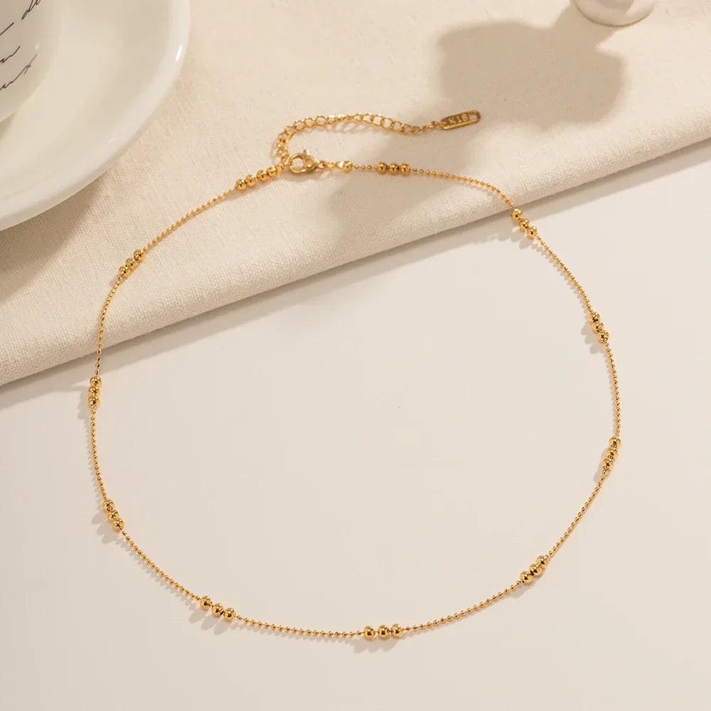 Dainty 3 Pearl Drop Gold Chain Necklace