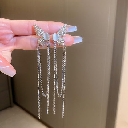 Delicate Wing Shaped Zircon Drop Earrings