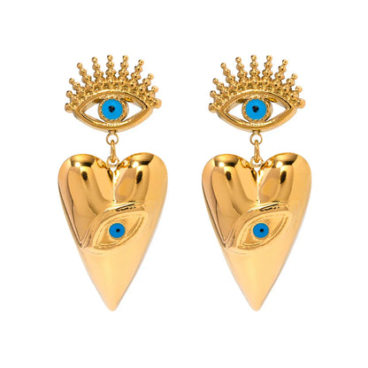 Glamorous Eye Heart Dangle Earrings